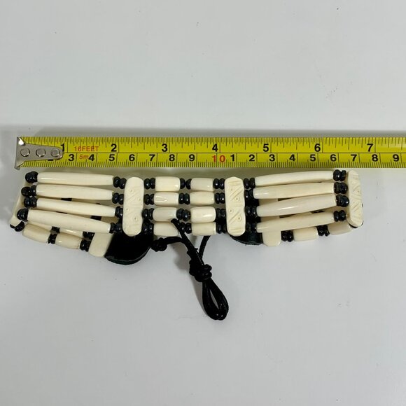 Handmade Buffalo Bone Hairpipe Traditional Tribal Choker Leather Closure  Unisex - Picture 7 of 7